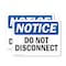 Signmission Do Not Disconnect, 14 in W x Rectangle, Plastic OS-2PACK-NS-P-1014-L-11143 - alternate 1